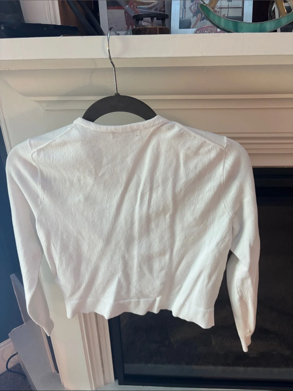J. Crew White Cropped Knit Cardigan